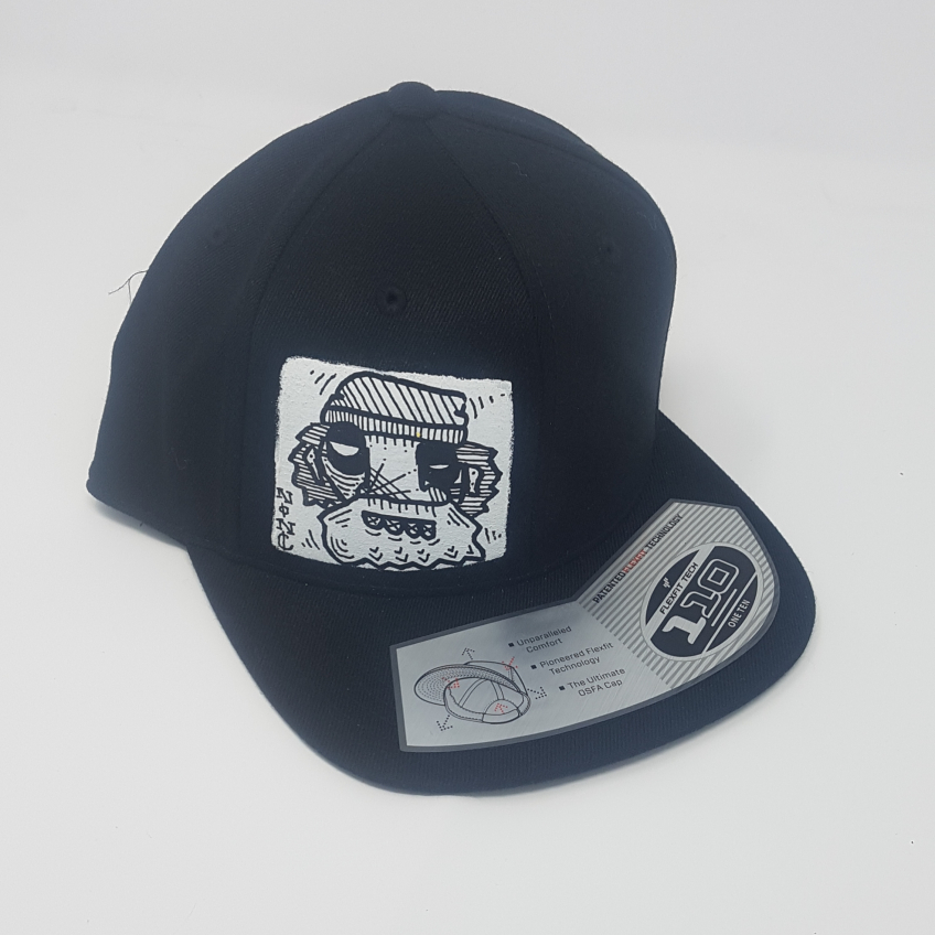 Black snap back cap