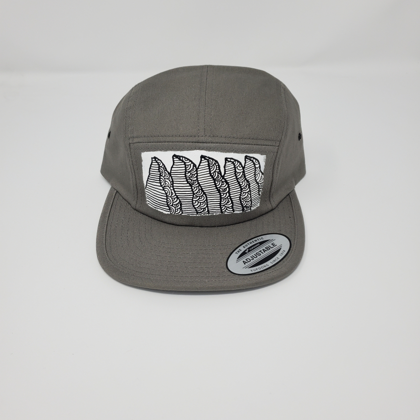 Grey 5 panel cap