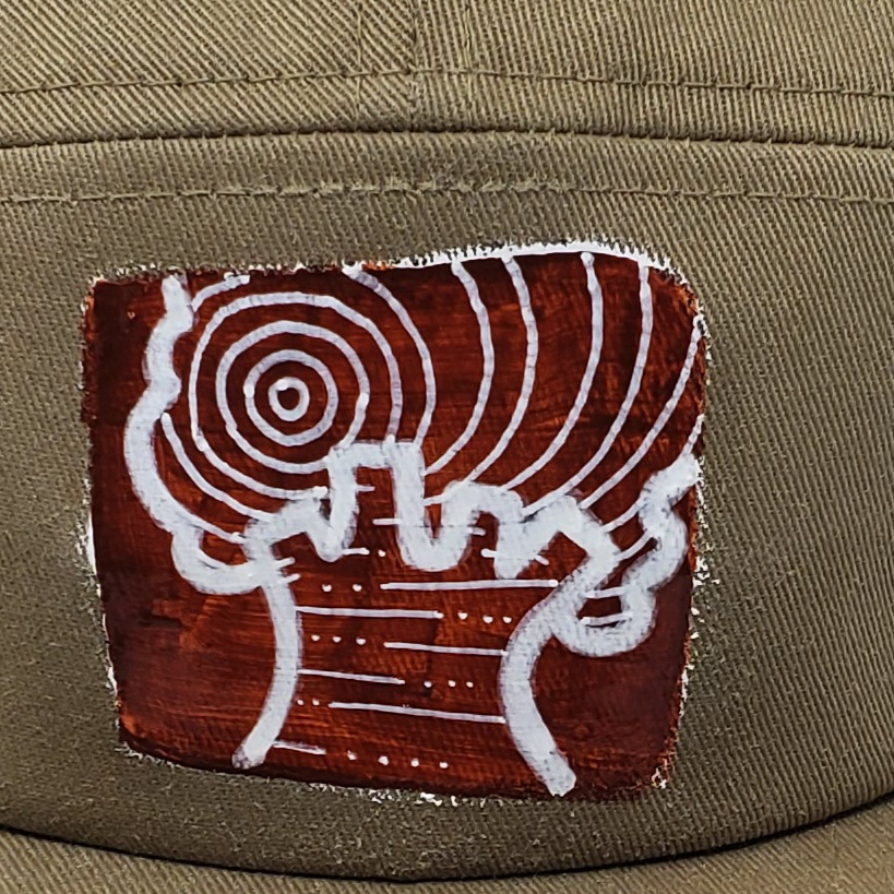 Beige five panel cap