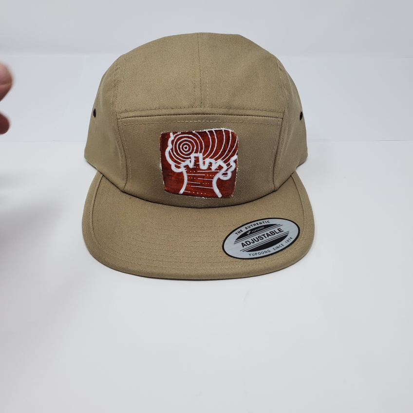 Beige five panel cap