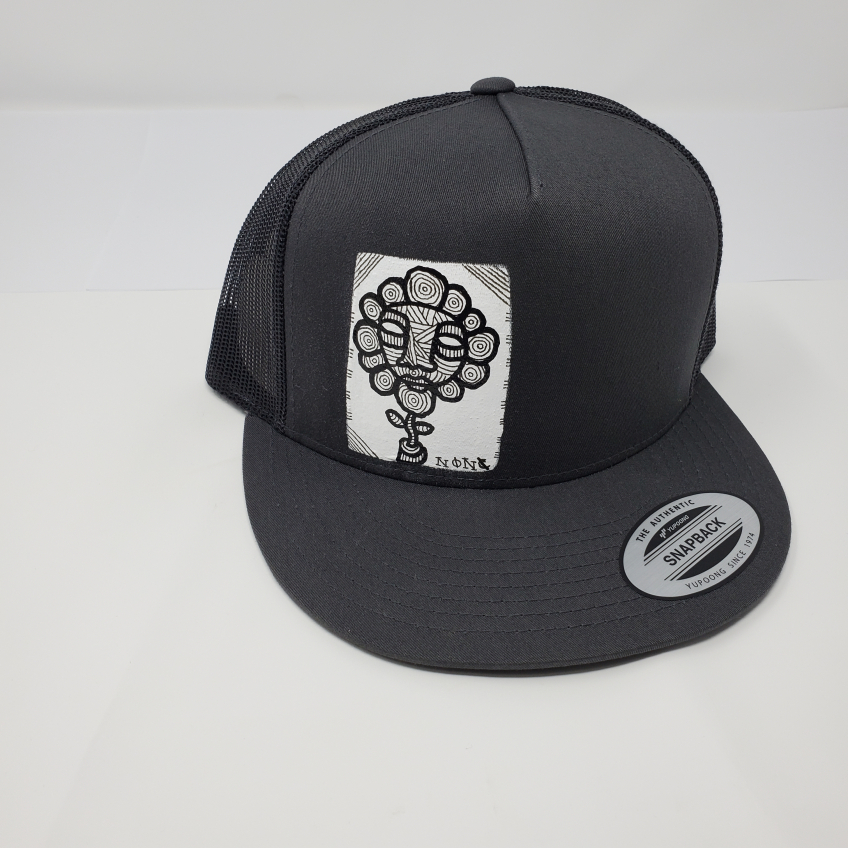 Grey Trucker Snap Back  Black Mesh Cap