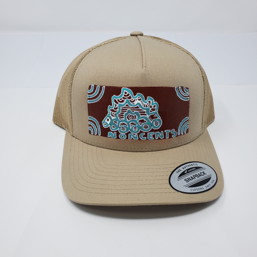 Beige Trucker Snap Back Mesh Cap