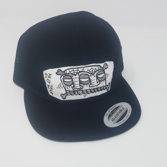 Black 5 panel cap