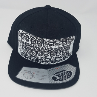 Black snap back cap