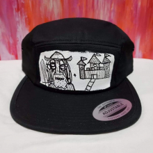 Black 5 panel cap